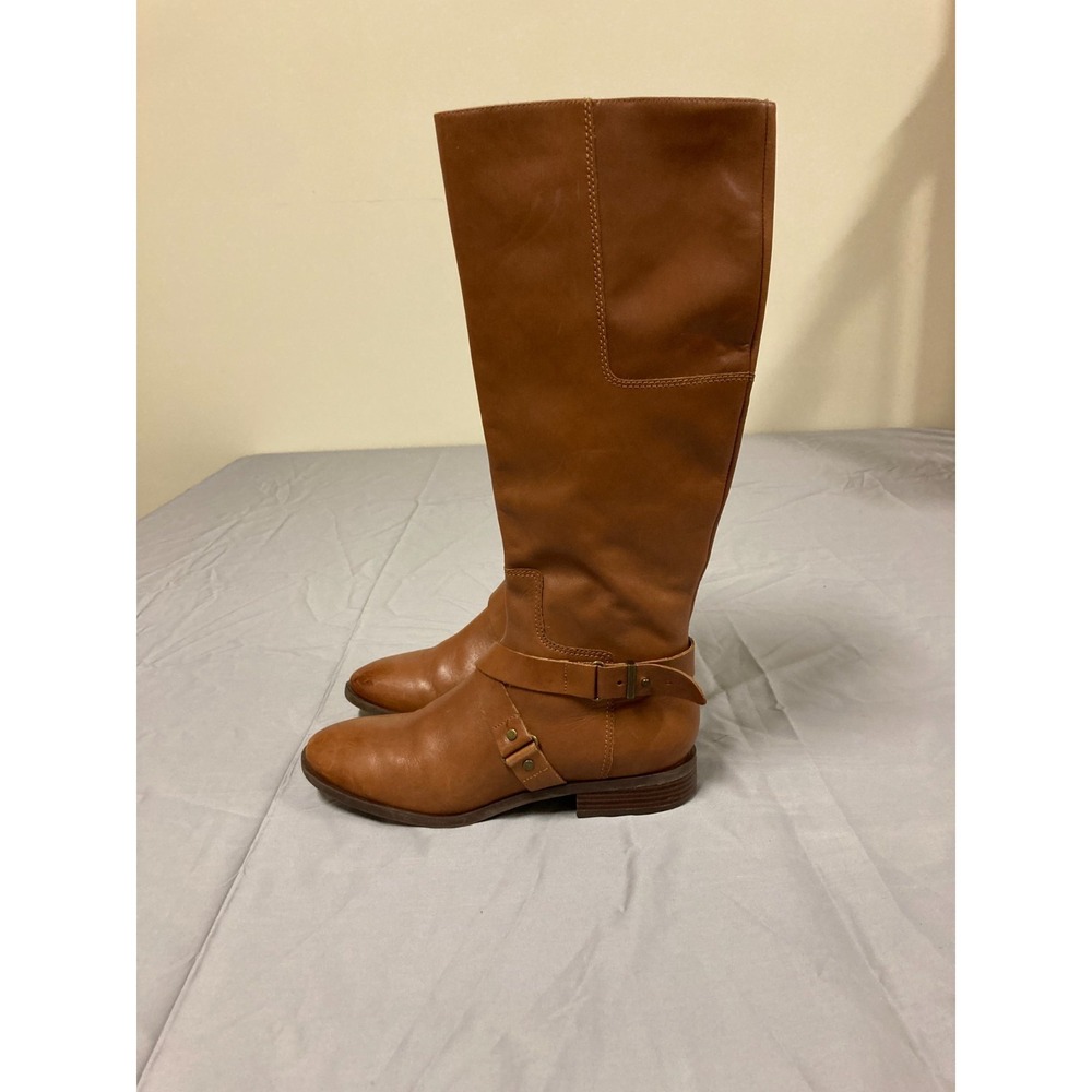Nine West Blogger Leather Knee-High Riding Boots Women's Brown Side-Zip - 8M - Picture 3 of 10